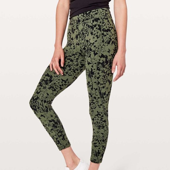 lululemon athletica Pants - Lululemon In Movement 7/8 Tight *Everlux 25" Efflorescent Barracks Green Size 6